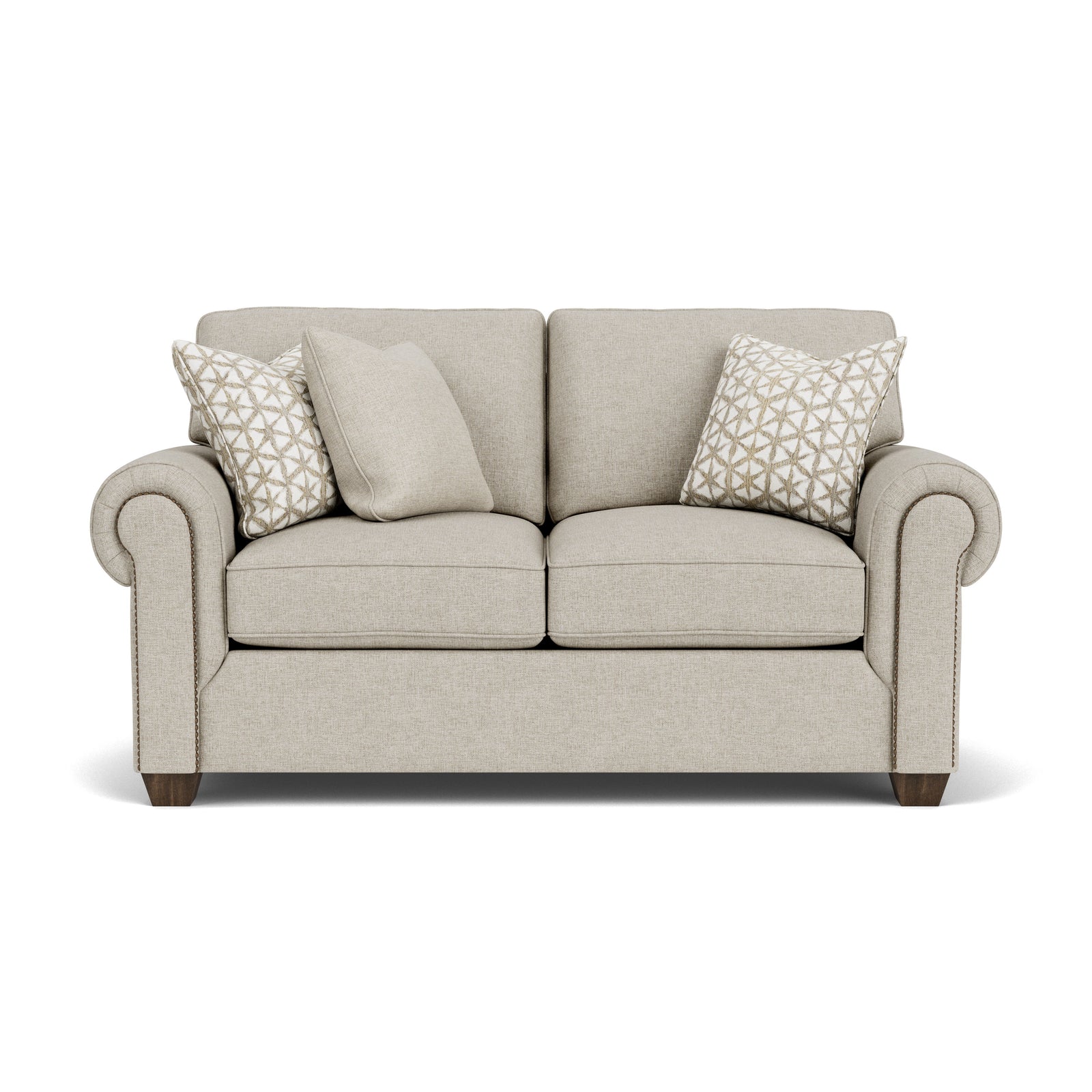 Carson  Fabric Loveseat, Nailhead Trim  Beige