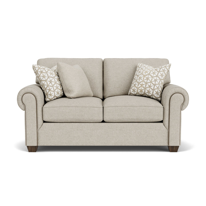Carson  Fabric Loveseat, Nailhead Trim  Beige