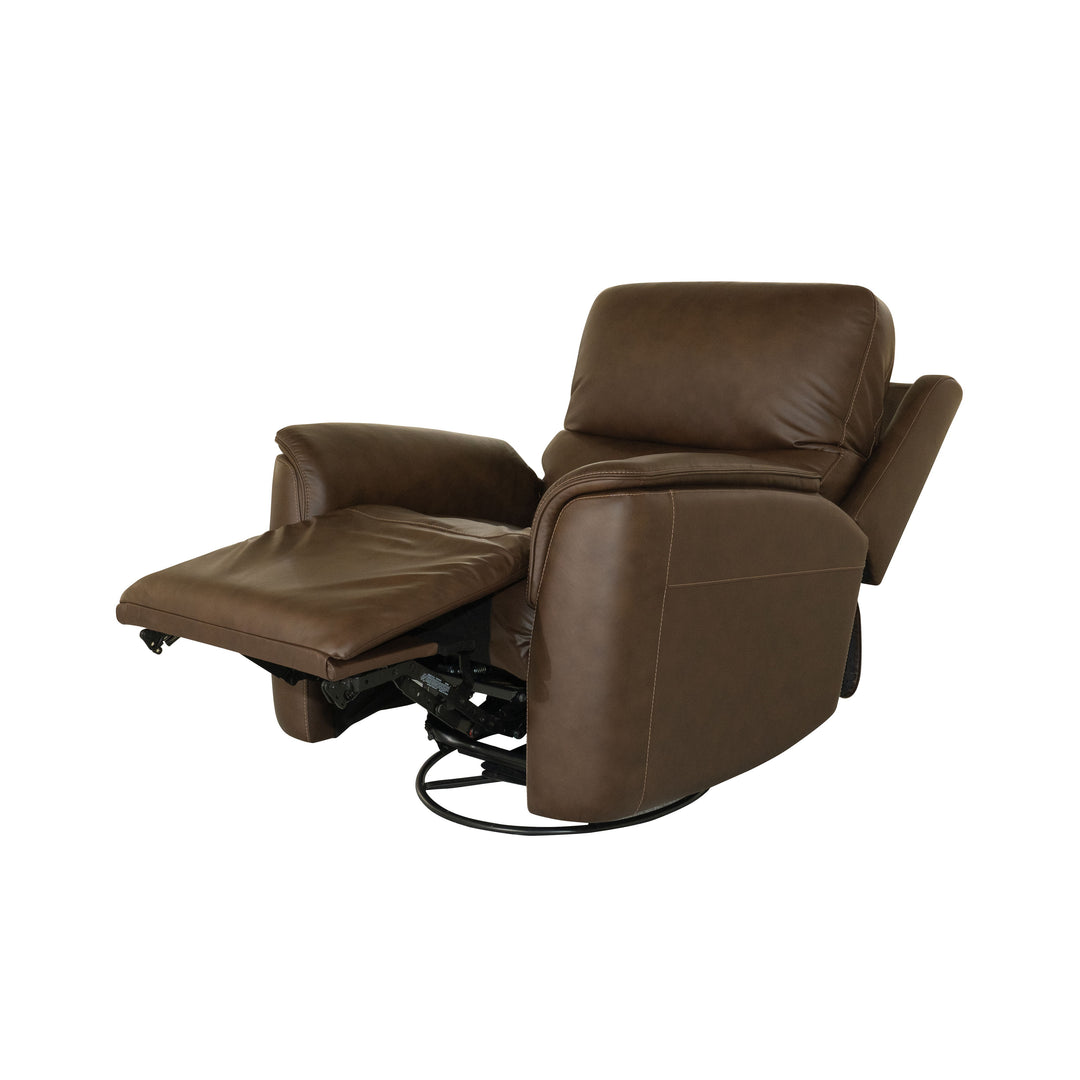 Flexsteel 1041-53P5-94671 Henry  Power Swivel Gliding Recliner With Power Headrest, Lumbar, Heat & Massage  Burnt Umber