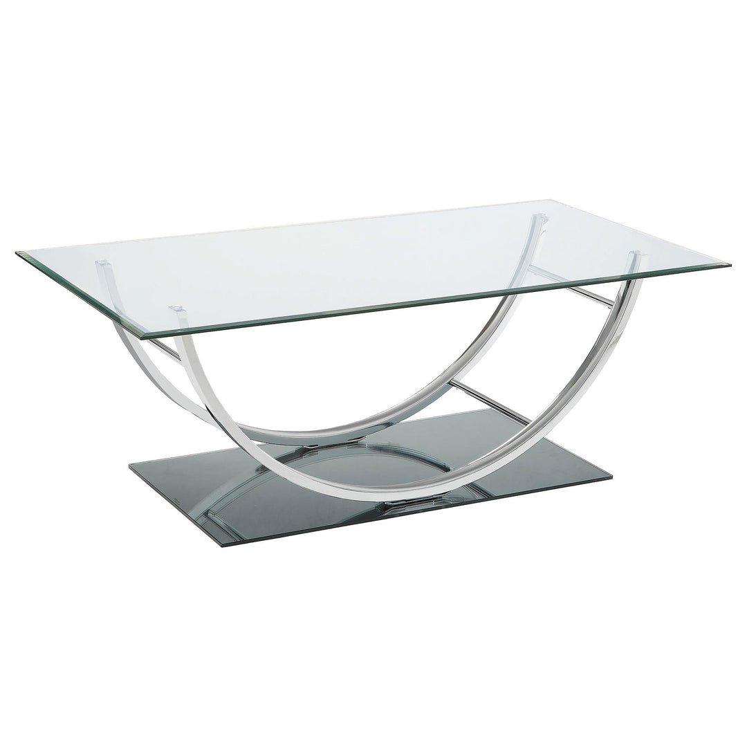 Coaster Furniture 704988 Danville Rectangular U-Shaped Glass Top Coffee Table Chrome