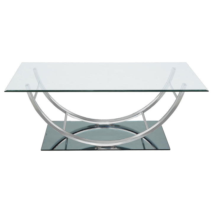 Coaster Furniture 704988 Danville Rectangular U-Shaped Glass Top Coffee Table Chrome