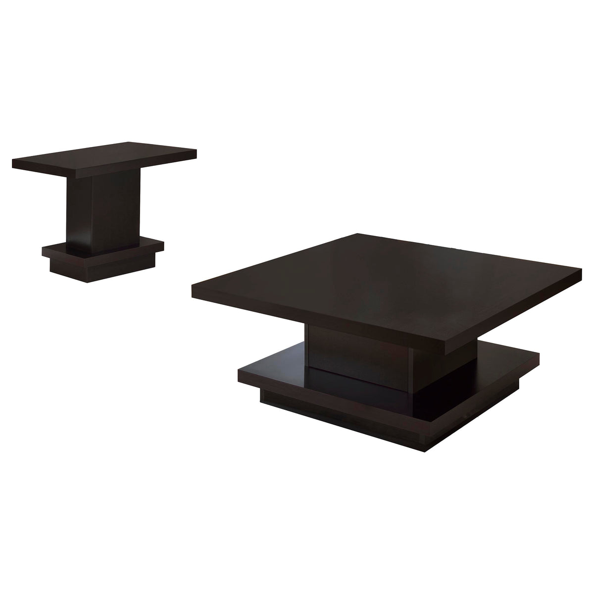 Reston - 2 Piece Square Coffee And End Table Set - Cappuccino