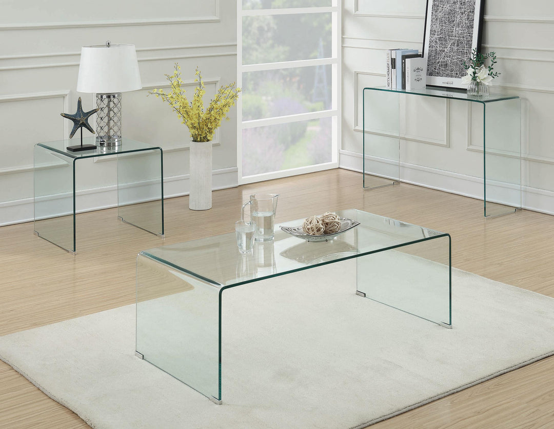Coaster Furniture 705328 Ripley Rectangular Tempered Bent Glass Coffee Table Clear