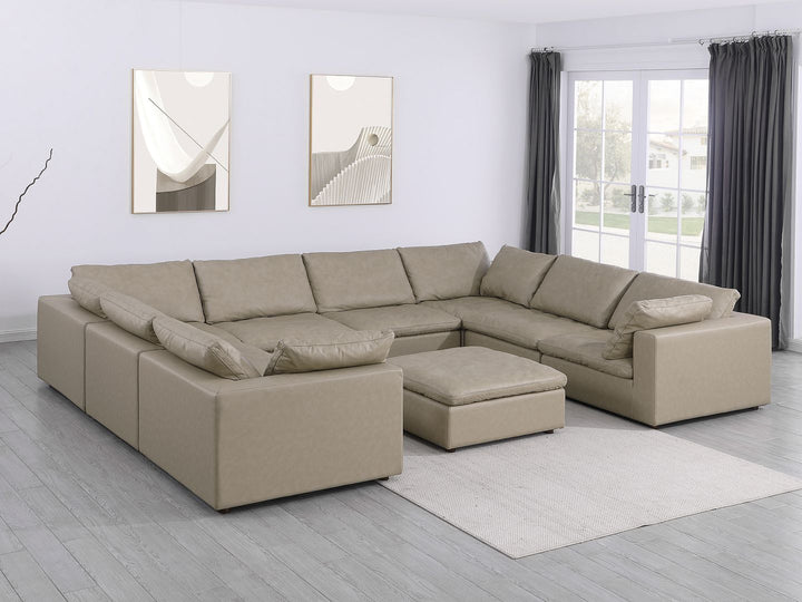 DivanItalia 1100 9-Piece U-Shaped Sectional in Top-Grain Italian Leather - Beige