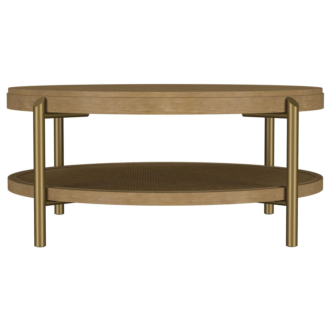 Coaster Furniture 706188 Arini Round Coffee Table With Storage Shelf Sand Wash