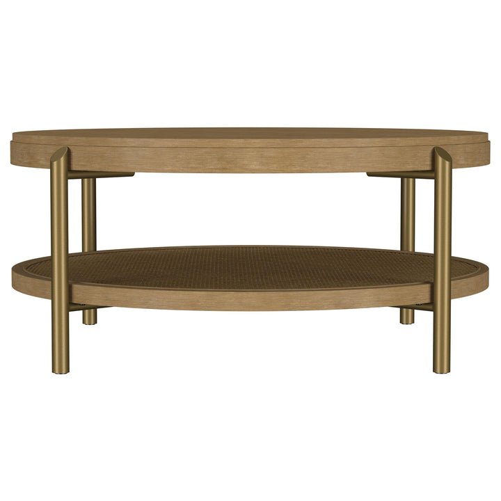Coaster Furniture 706188 Arini Round Coffee Table With Storage Shelf Sand Wash