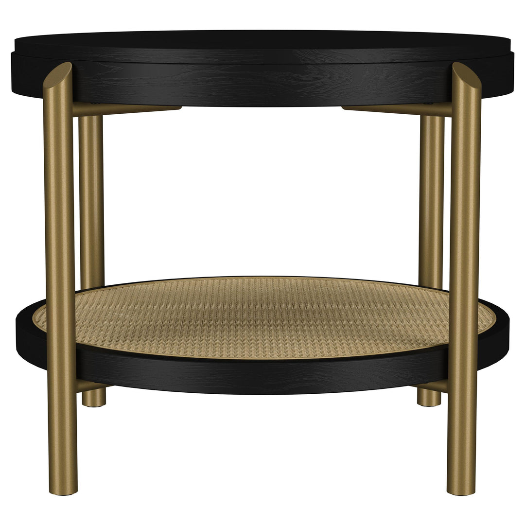 Coaster Furniture 706197 Arini Round End Side Table With Storage Shelf Black
