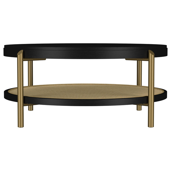 Coaster Furniture 706198 Arini Round Coffee Table With Storage Shelf Black