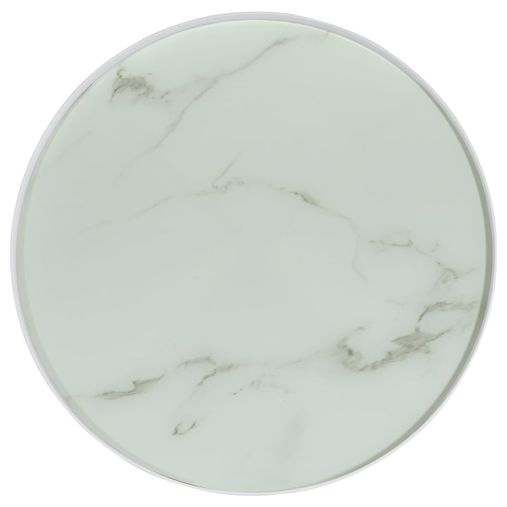 Coaster Furniture 706257 Briggs Round Marble Printed Glass Top End Side Table White