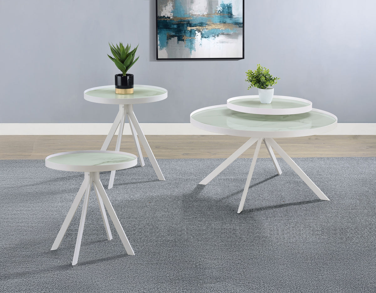 Briggs - 3 Piece Round Coffee And End Table Set - White