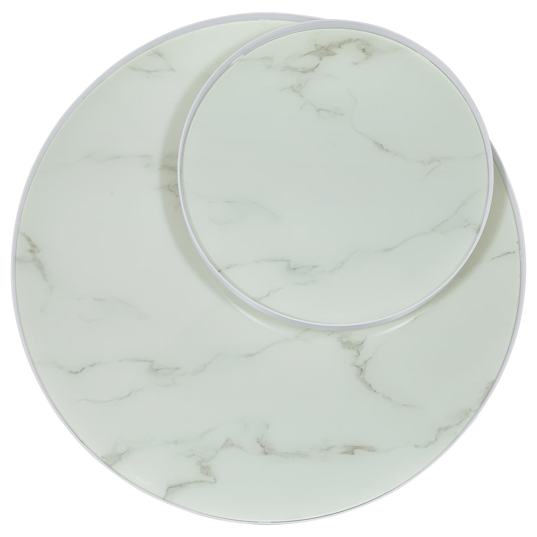 Coaster Furniture 706258 Briggs Round Marble Printed Glass Top Coffee Table White