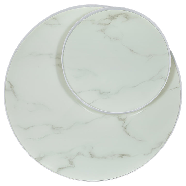 Coaster Furniture 706258 Briggs Round Marble Printed Glass Top Coffee Table White