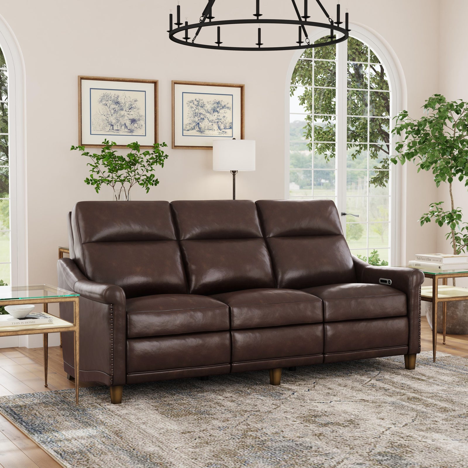 Elizabeth Leather Power Recliner with Power Headrest in Brunette