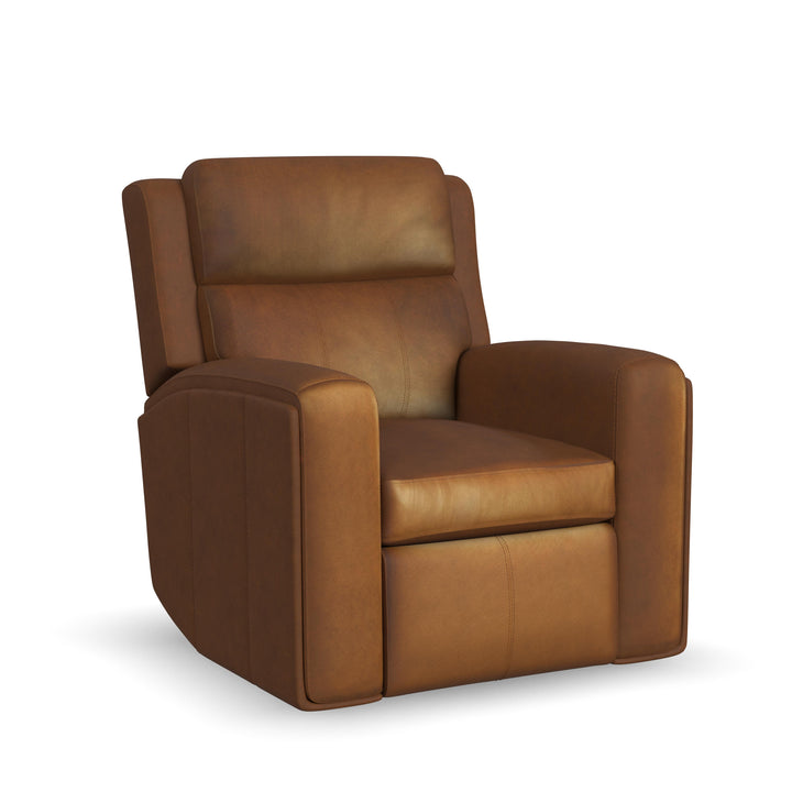 Wyatt Power Recliner With Power Headrest &amp; Lumbar Light Brown