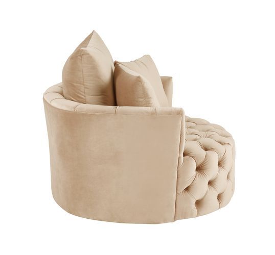 Zunyas - Accent Chair With Swivel - Beige Velvet
