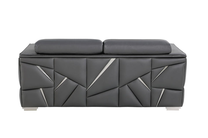 DivanItalia 1120 Sofa with Adjustable Headrest in Top-Grain Italian Leather - Dark Gray