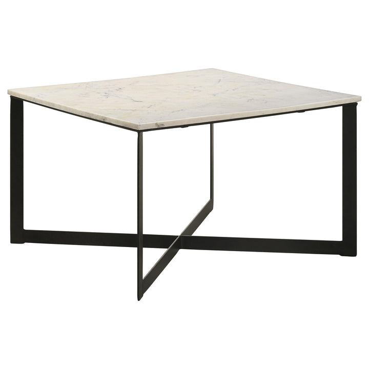 Coaster Furniture 707698 Tobin Square Marble Top Coffee Table White and Black
