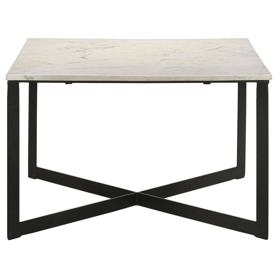 Coaster Furniture 707698 Tobin Square Marble Top Coffee Table White and Black