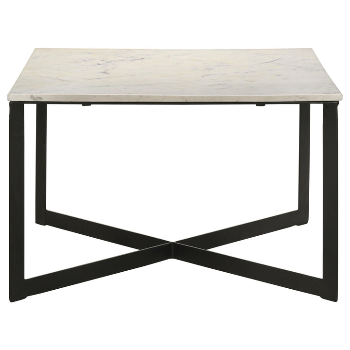 Coaster Furniture 707698 Tobin Square Marble Top Coffee Table White and Black