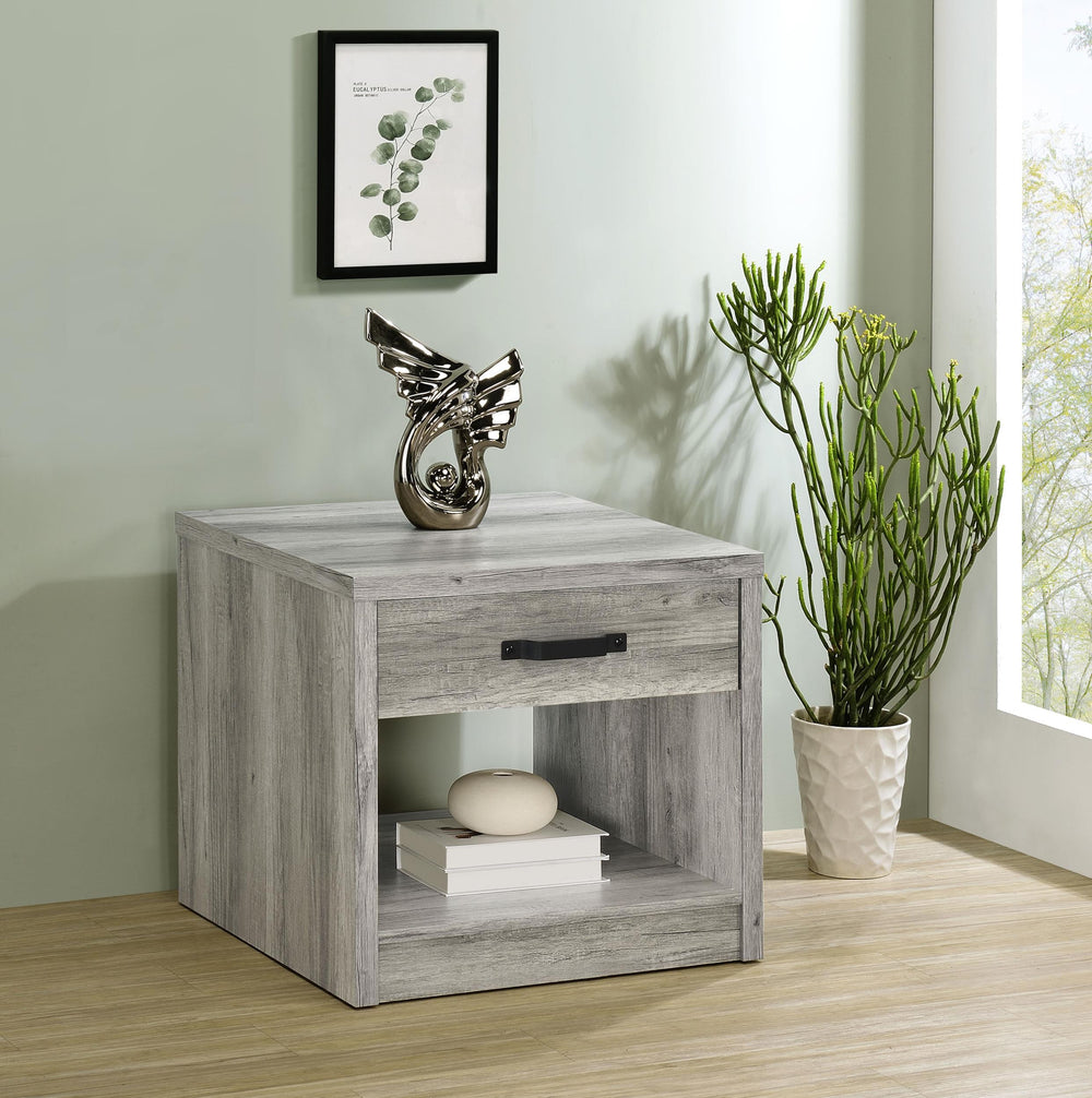 Coaster Furniture 707727 Felix 1-drawer Engineered Wood Side End Table Grey Driftwood