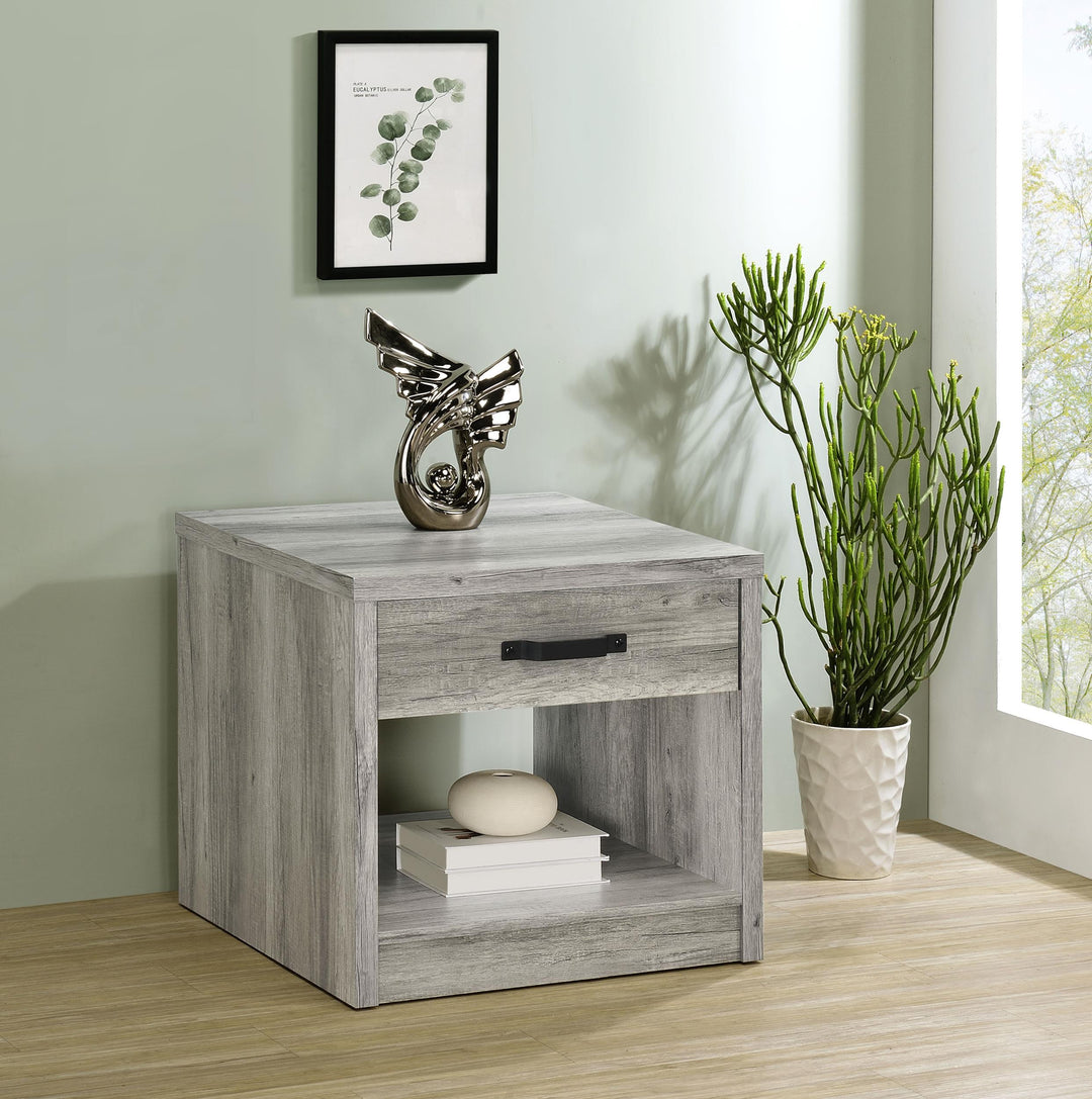Coaster Furniture 707727 Felix 1-drawer Engineered Wood Side End Table Grey Driftwood