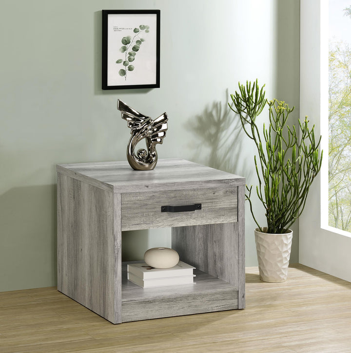 Coaster Furniture 707727 Felix 1-drawer Engineered Wood Side End Table Grey Driftwood