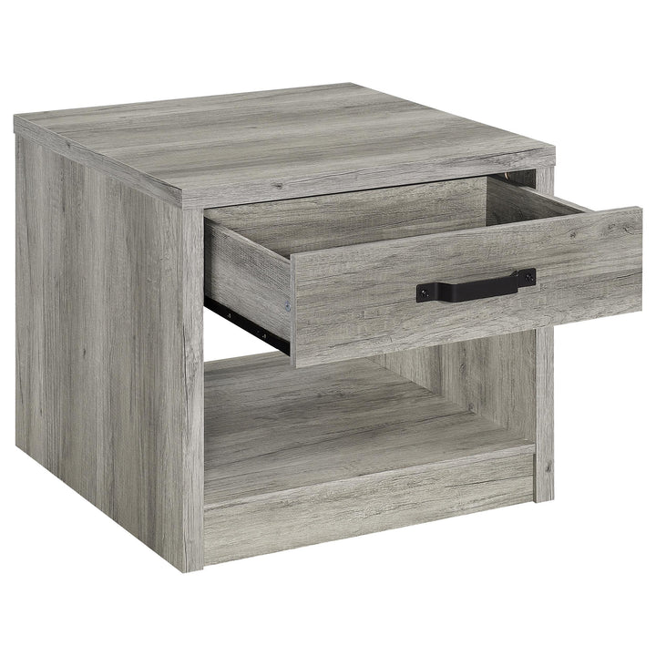 Coaster Furniture 707727 Felix 1-drawer Engineered Wood Side End Table Grey Driftwood