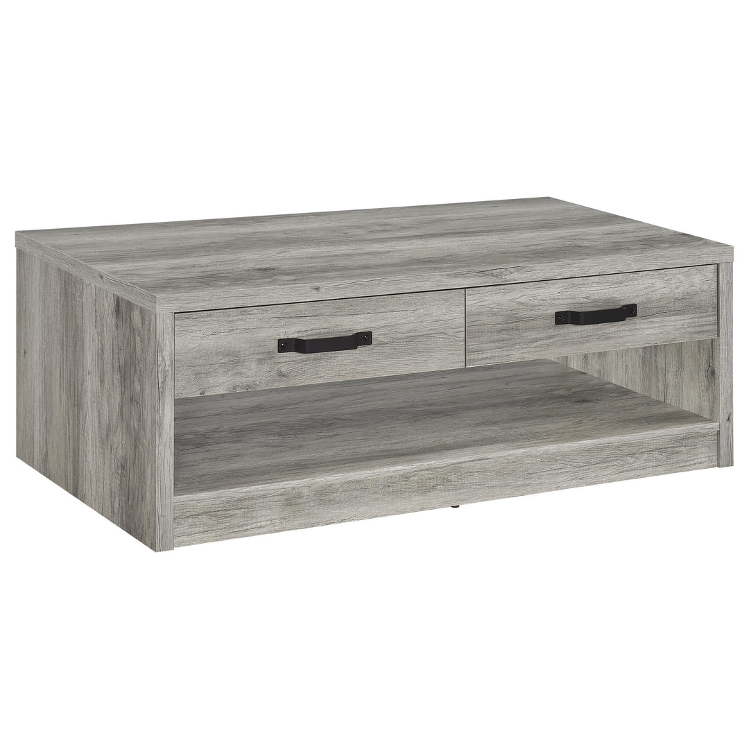 Coaster Furniture 707728 Felix 2-drawer Engineered Wood Coffee Table Grey Driftwood
