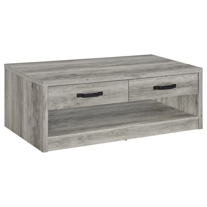 Coaster Furniture 707728 Felix 2-drawer Engineered Wood Coffee Table Grey Driftwood
