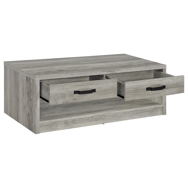 Coaster Furniture 707728 Felix 2-drawer Engineered Wood Coffee Table Grey Driftwood