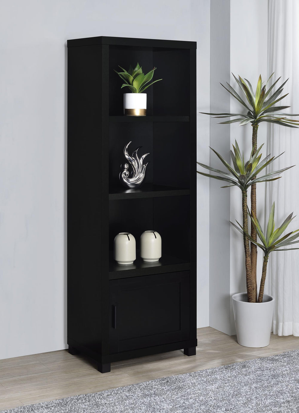 Coaster Furniture 707756 Jupiter 3-shelf Engineered Wood Media Tower Black