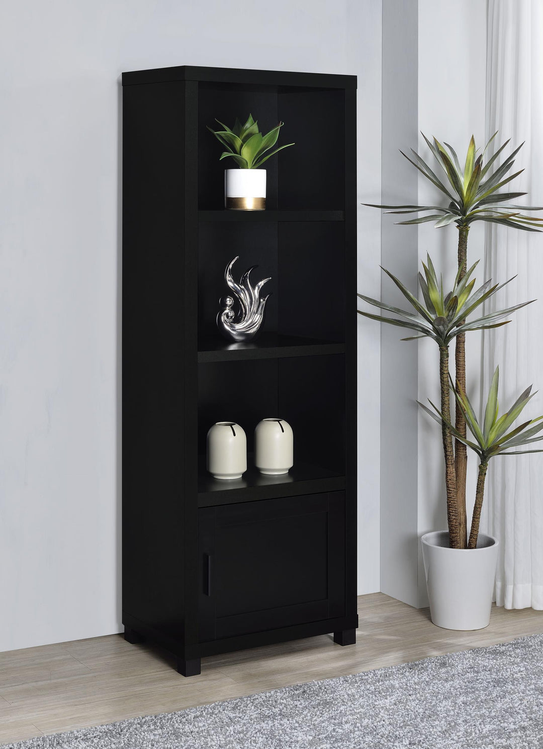 Coaster Furniture 707756 Jupiter 3-shelf Engineered Wood Media Tower Black