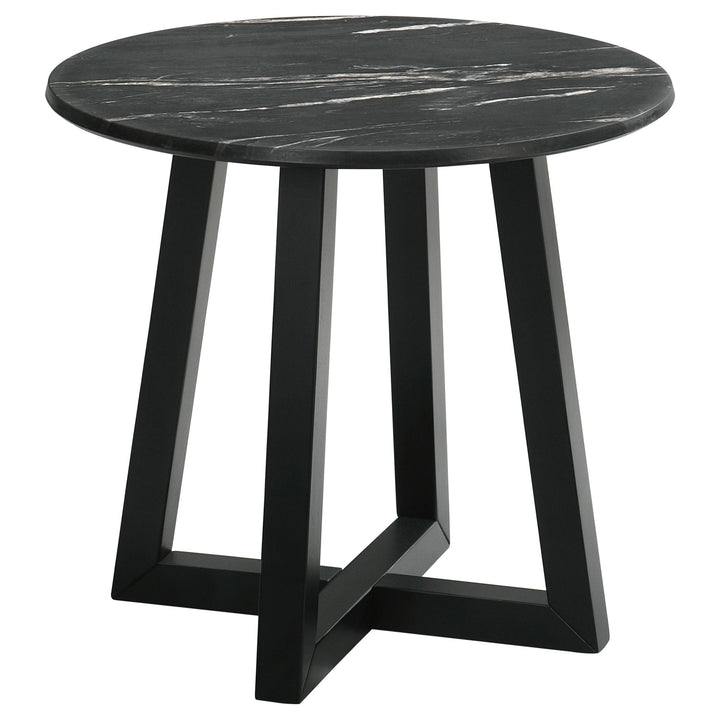 Coaster Furniture 707847 Skylark Round Marble-like SmartTop Side End Table Black