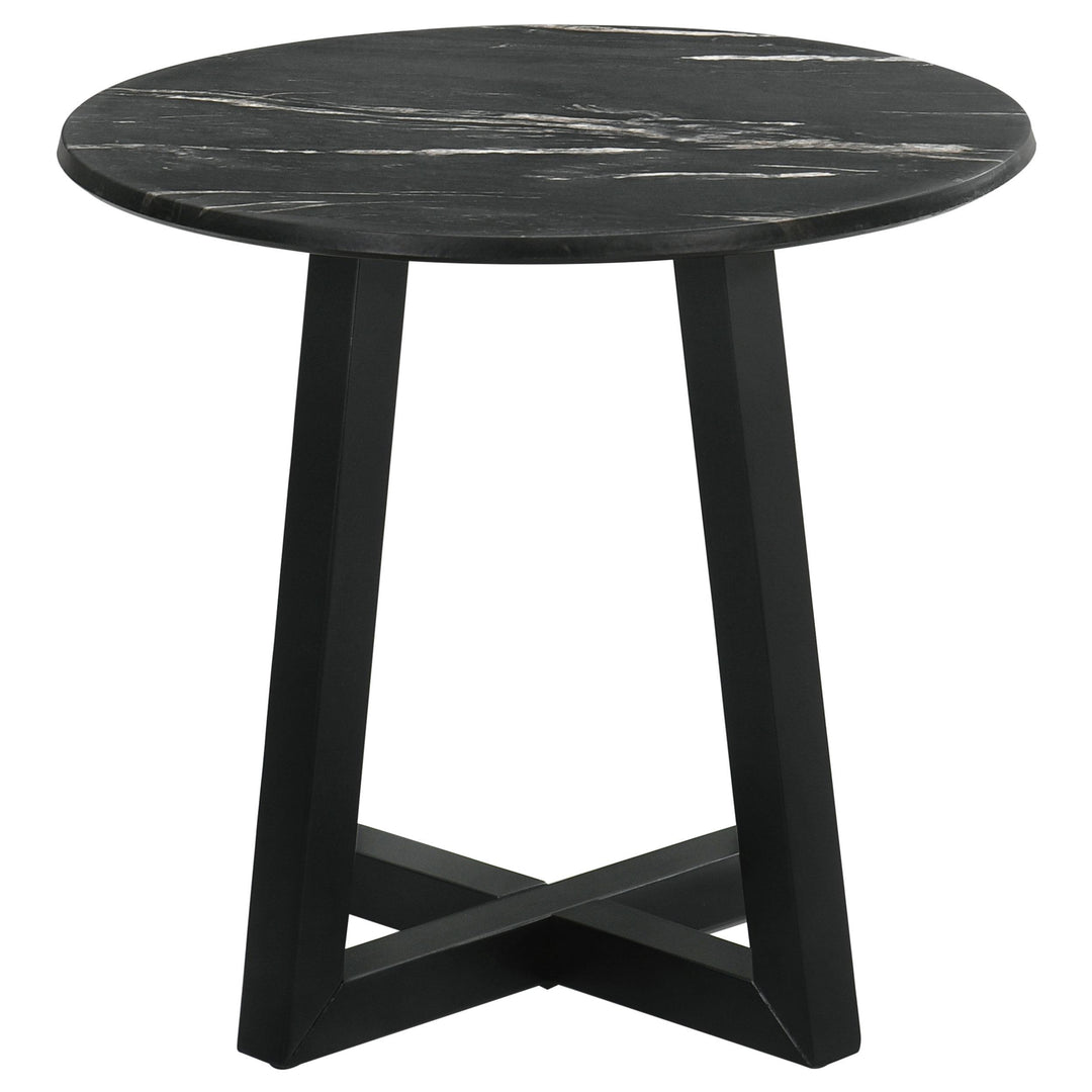 Coaster Furniture 707847 Skylark Round Marble-like SmartTop Side End Table Black