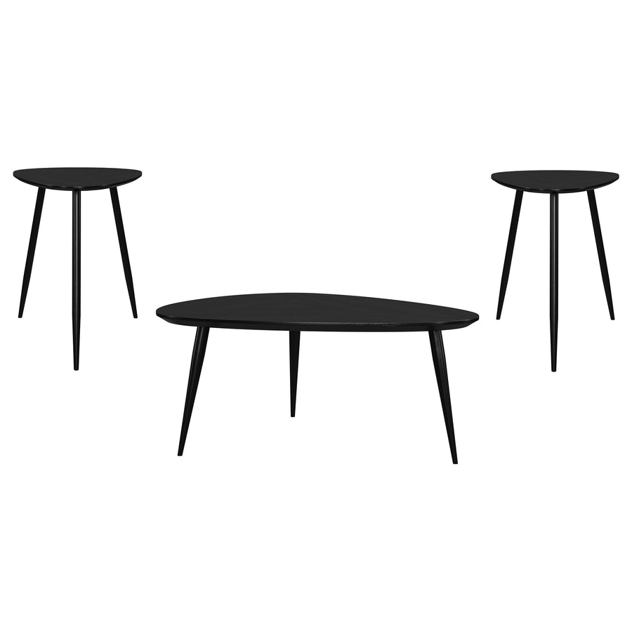 Coaster Furniture 707918-S3 Odessa 3-Piece Triangular Coffee and End Table Set Black