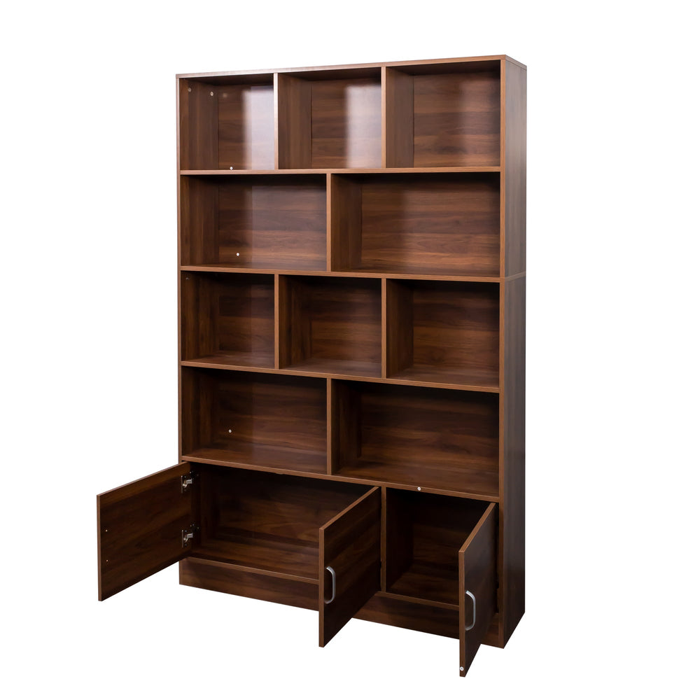walnut-4-tier-bookshelf-10-cube-cabinet-storage