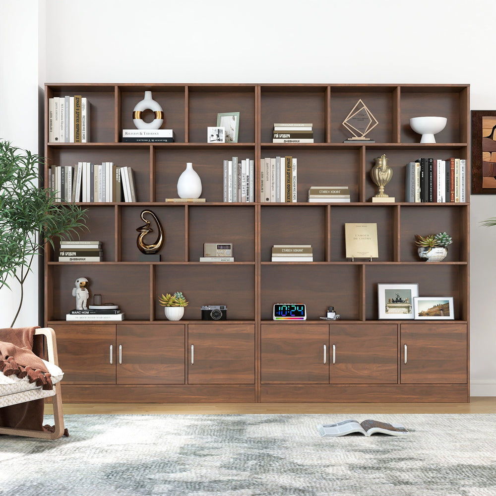 walnut-4-tier-bookshelf-10-cube-cabinet-storage
