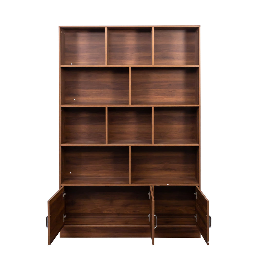 walnut-4-tier-bookshelf-10-cube-cabinet-storage