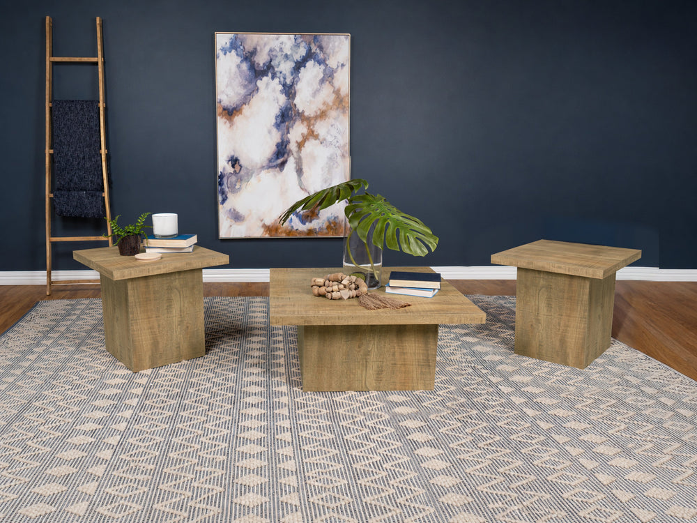 Devar - 3 Piece Square Coffee And End Table Set - Mango