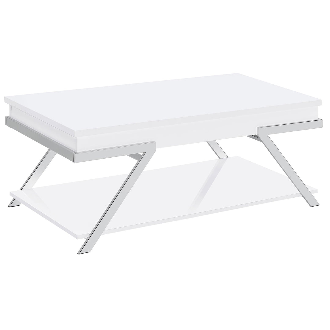 Coaster Furniture 708158 Marcia Rectangular Lift Top Coffee Table White High Gloss