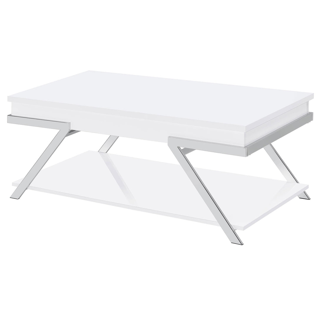 Coaster Furniture 708158 Marcia Rectangular Lift Top Coffee Table White High Gloss