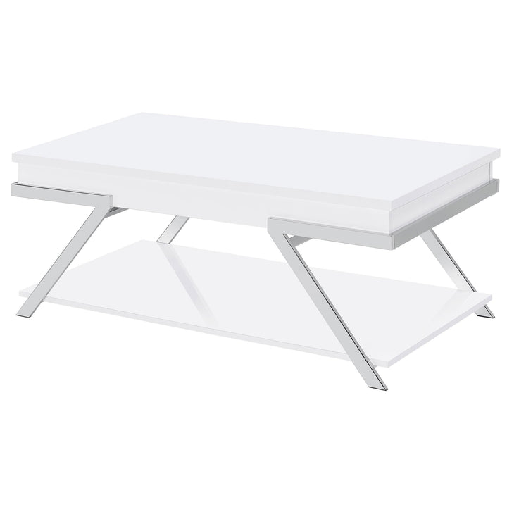 Coaster Furniture 708158 Marcia Rectangular Lift Top Coffee Table White High Gloss