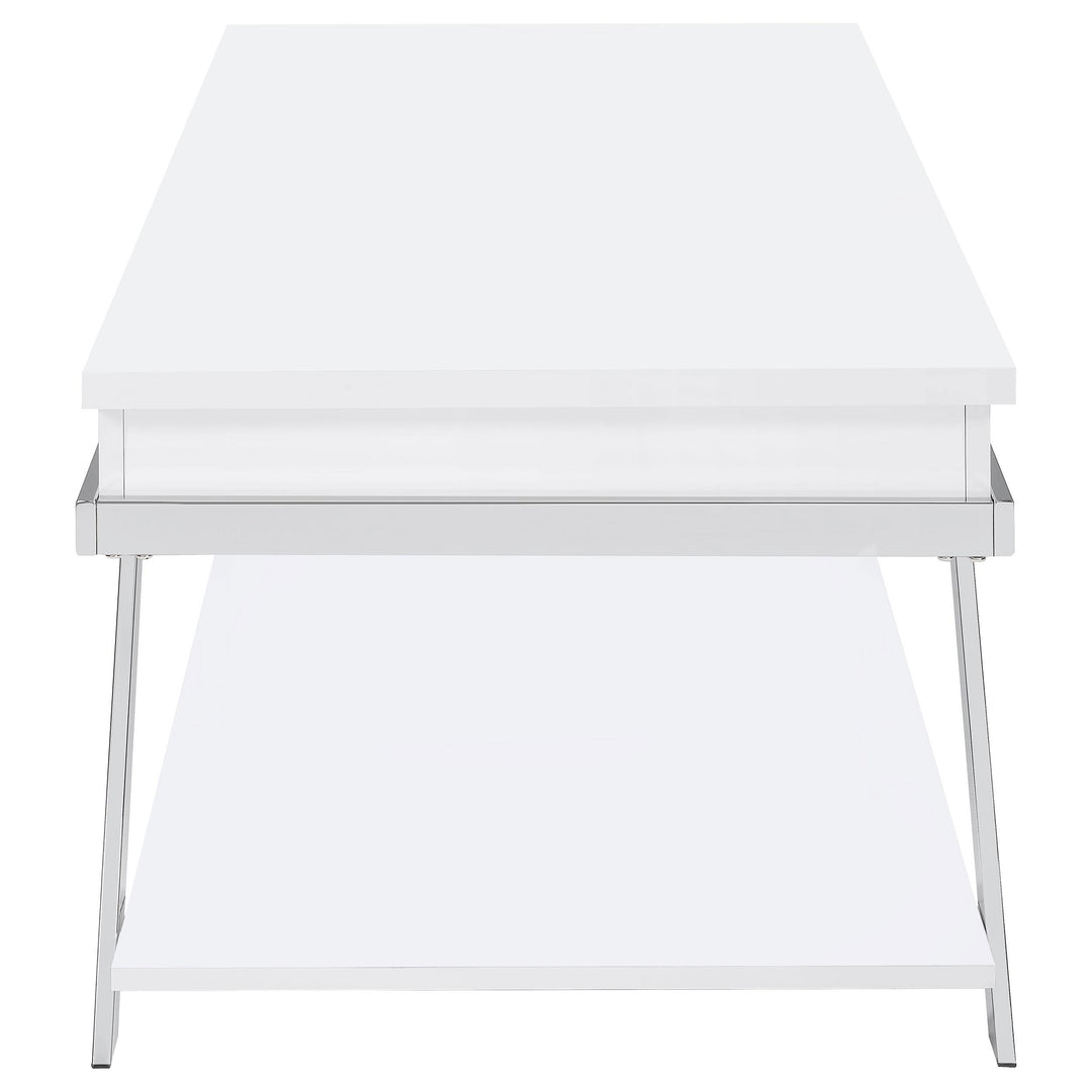Coaster Furniture 708158 Marcia Rectangular Lift Top Coffee Table White High Gloss