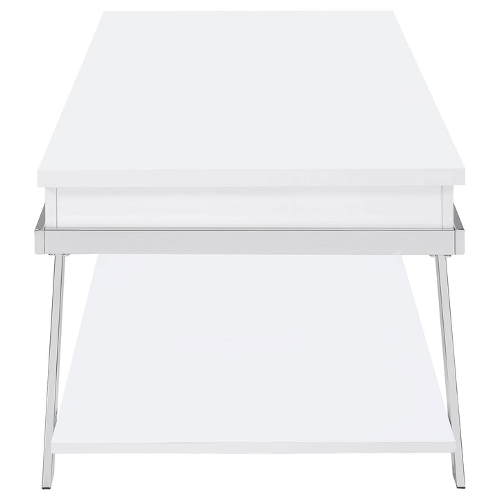 Coaster Furniture 708158 Marcia Rectangular Lift Top Coffee Table White High Gloss