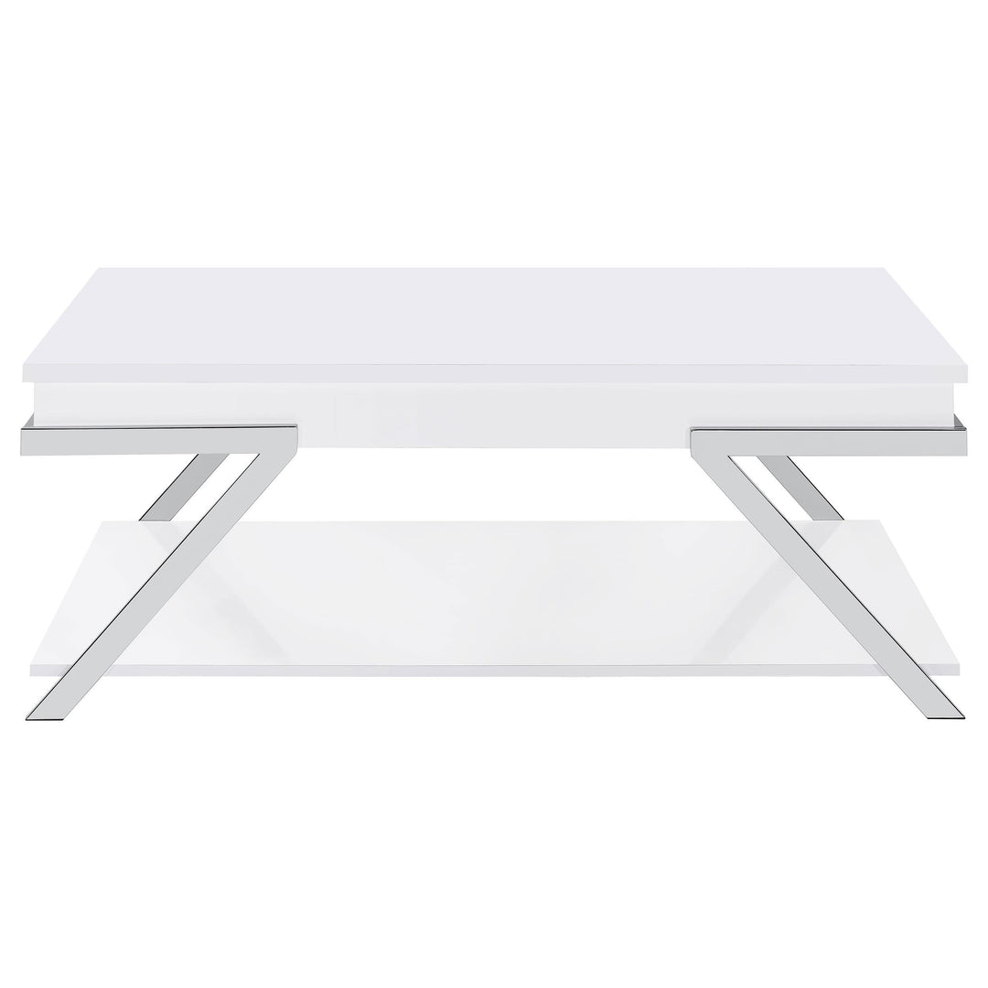 Coaster Furniture 708158 Marcia Rectangular Lift Top Coffee Table White High Gloss