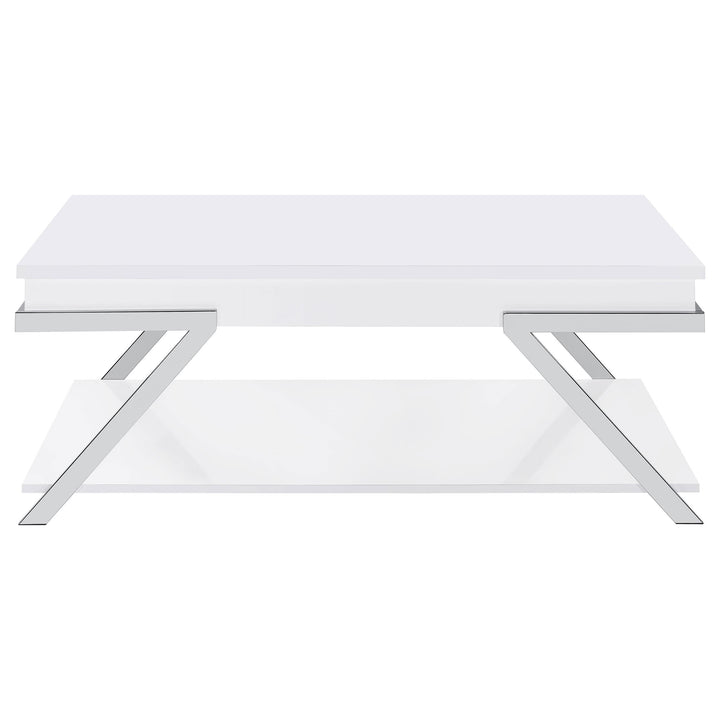 Coaster Furniture 708158 Marcia Rectangular Lift Top Coffee Table White High Gloss