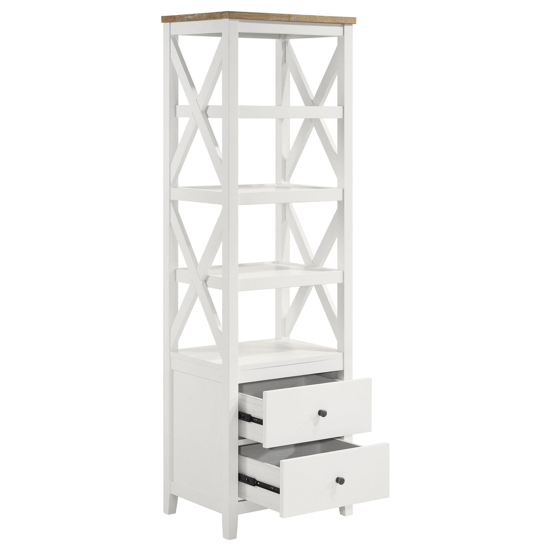 Coaster Furniture 708254 Hollis 4-shelf Wood Media Tower with Drawers Brown and White