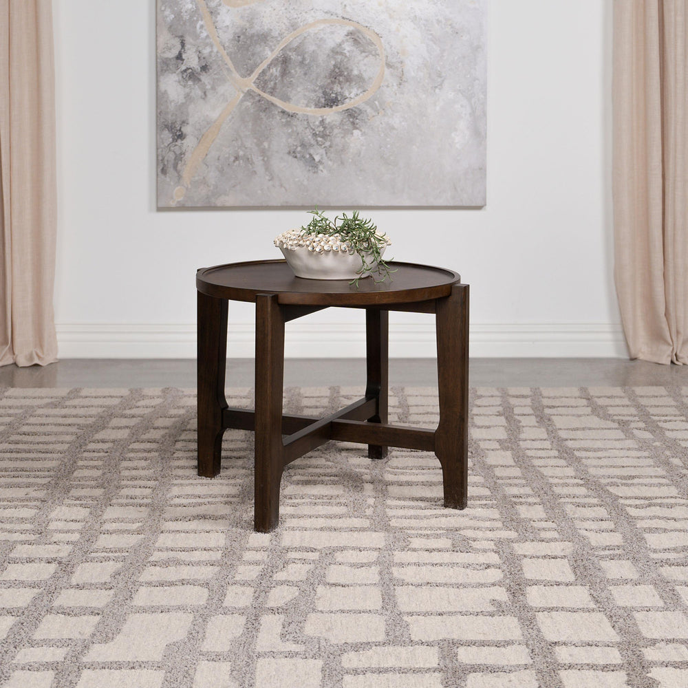 Coaster Furniture 708287 Cota Round Solid Wood End Table Dark Brown