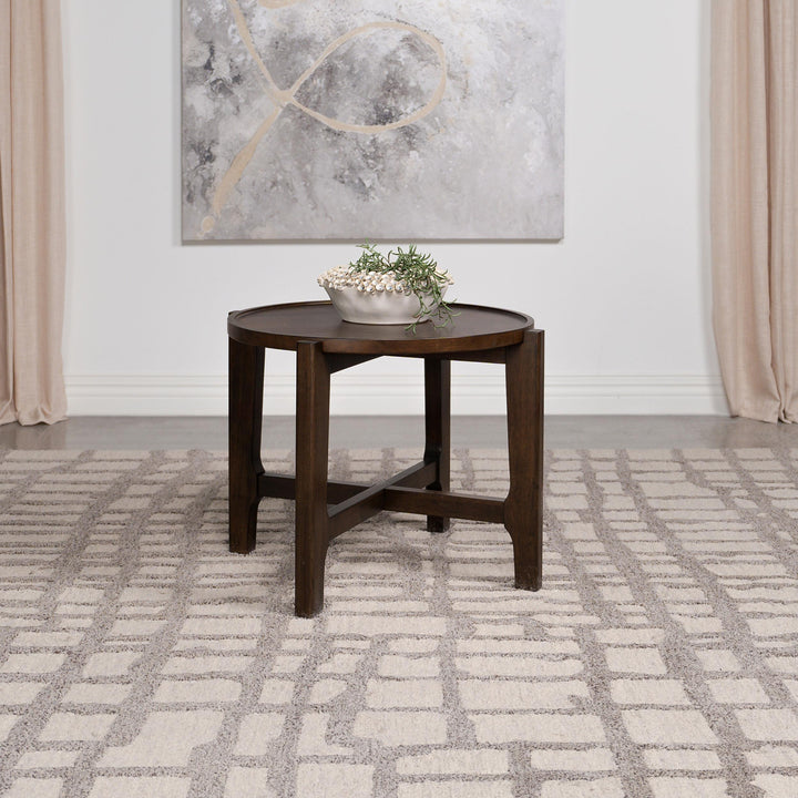 Coaster Furniture 708287 Cota Round Solid Wood End Table Dark Brown