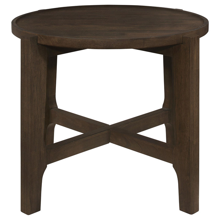 Coaster Furniture 708287 Cota Round Solid Wood End Table Dark Brown